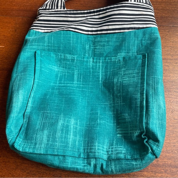 Handmade Reversible Unique Floral Striped Shoulder Hobo Bag Purse OOAK Boho - Picture 6 of 13